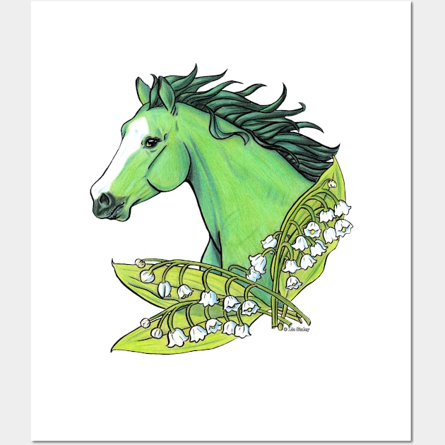 Emerald Horse with Lily of the Valley Wall Art by lizstaley